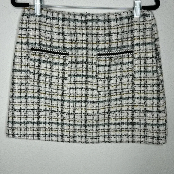 House of Harlow 1960 houndstooth tweed mini skirt  Med twinkle glow of shimmer - Picture 1 of 6